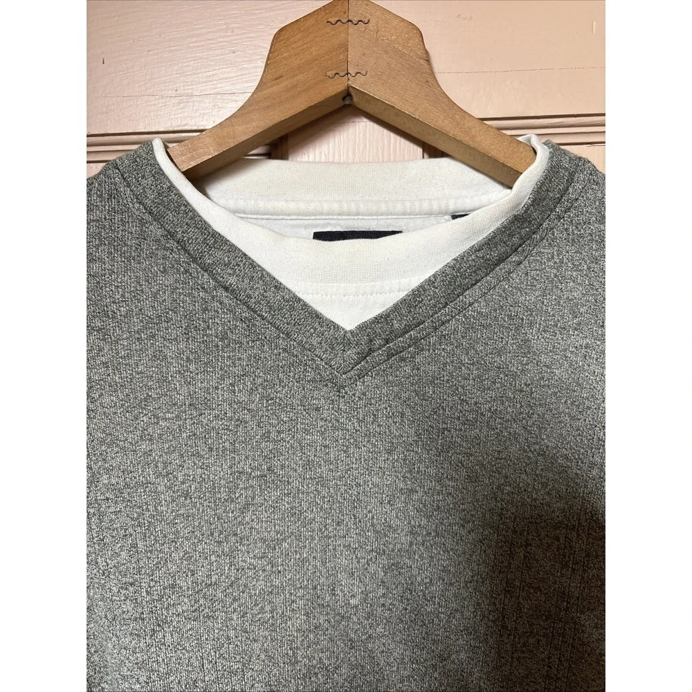 Haggar Sweater Mens Large Green Long Sleeve Ribbed V-Neck 90s Style Preppy